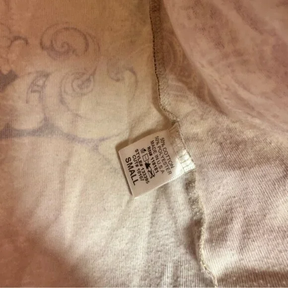 Vintage blues clothing tattoo newspaper 🗞️ style top bling rhinestone studs 🌹 - Picture 8 of 11